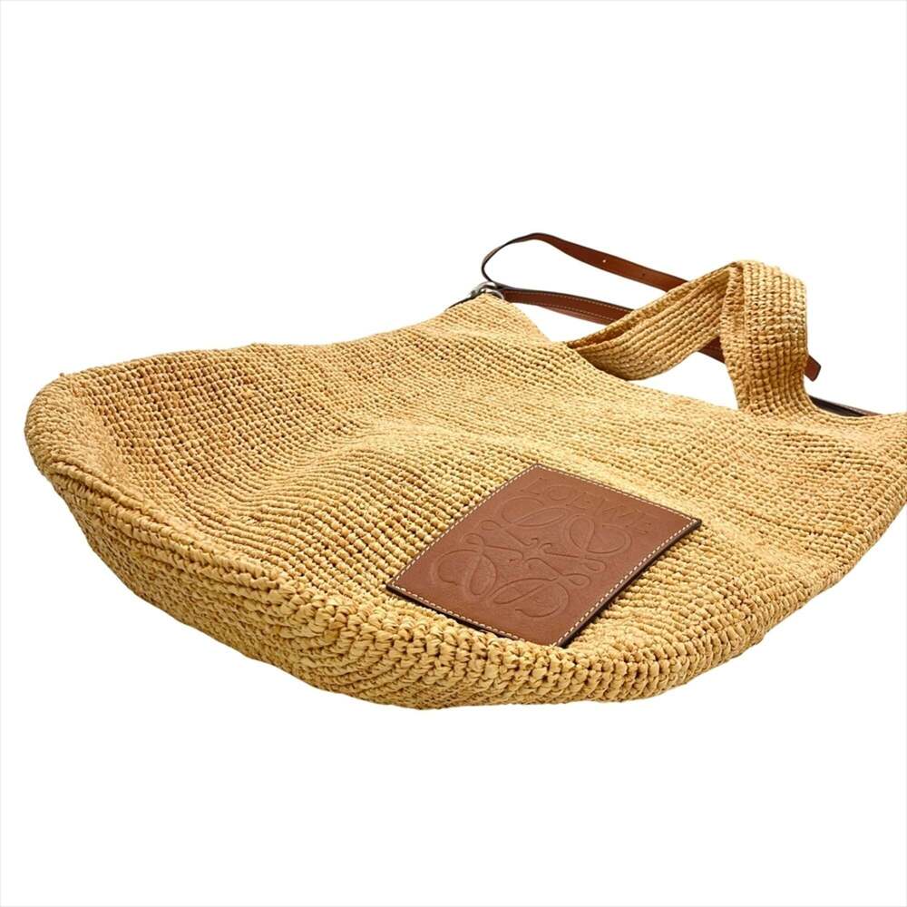 LOEWE Slit Mini Shoulder Bag in Beige Raffia Leather with Silver Hardware and... - Picture 5 of 9